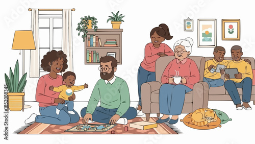 Family Gathering Together at Home.