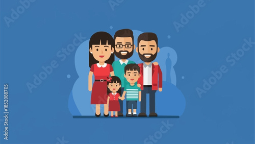 Illustration of a Happy Family Group.
