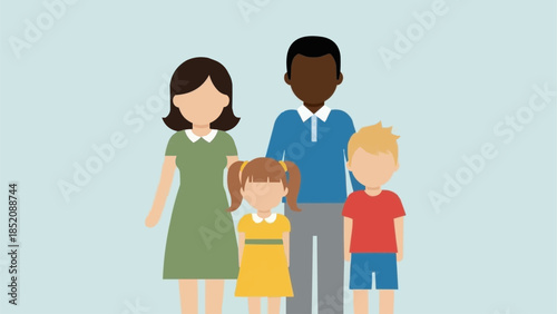 Diverse Family Standing Together Illustration.