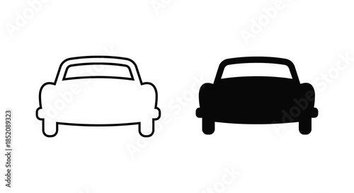 Two car outlines one filled black representing contrasting vehicle depictions a silhouette