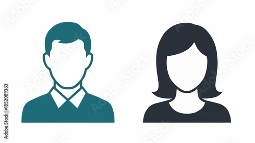 Male and Female User Profile Icons Representing People.