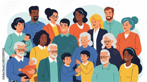 Diverse Group of People Standing Together.