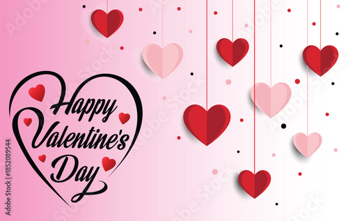 Valentine s day promotion with pink hearts clouds and a fifty percent discount valentine background with hearts