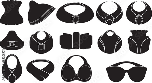 Fashion accessories black silhouette icons