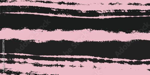 Abstract pink and black horizontal brush strokes create a layered background
