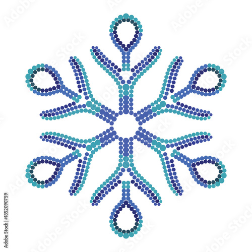 Abstract Snowflake Consisting of Dots on Transparent Background Digital Winter Decoration Round Decorative Element Graphic Design Isolated Vector Illustration