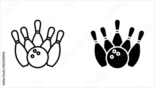 Bowling icon set. with a white background.