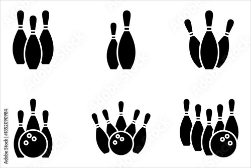 Bowling icon set. with a white background.