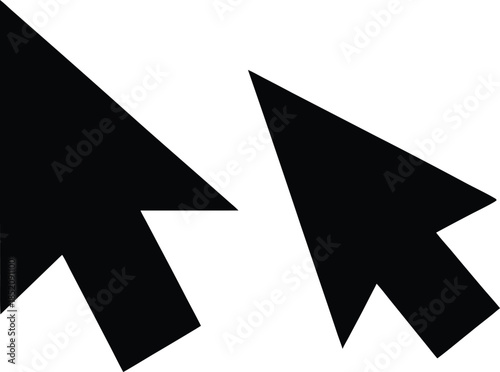 Two computer mouse cursor icons, Two black computer cursor arrows one active and one inactive isolated vector illustration
