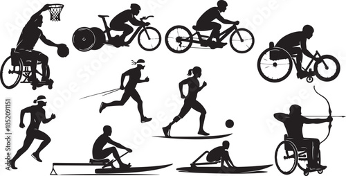 Adaptive sports athletes silhouettes collection