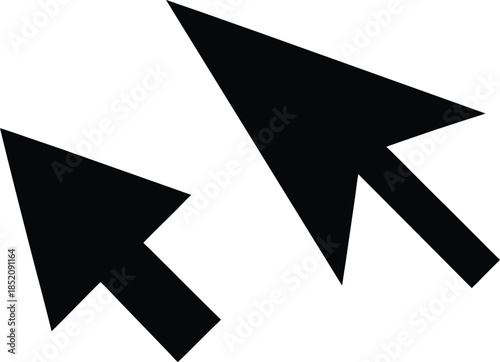 Two computer mouse cursor icons, Two black computer cursor arrows one active and one inactive isolated vector illustration