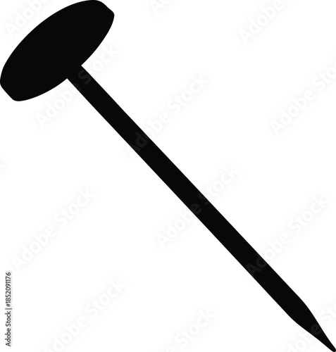 Collection of black nail, screw nail glyph icon