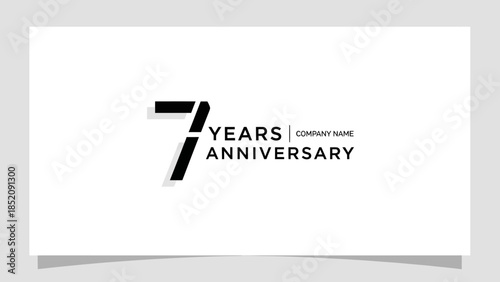 Minimalist 7 Years Anniversary Logo Design on Isolated White Background