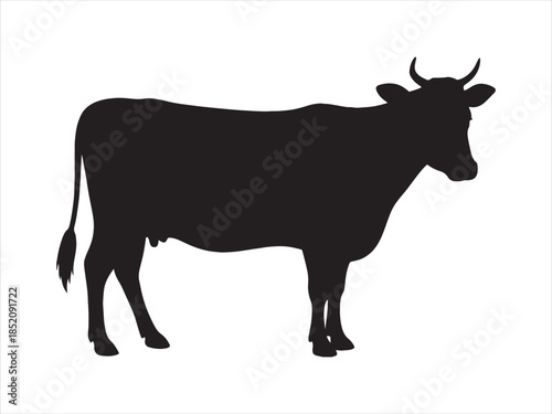 Cow graphic icon. Cow black silhouette isolated. Vector illustration