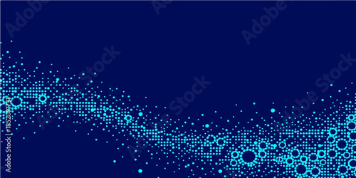Abstract blue background design featuring a bright winter pattern with glowing light dots, magic glitter stars, and a shiny snow bokeh wallpaper backdrop for a festive holiday illustration