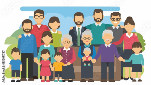 Diverse Family Group Standing Together.