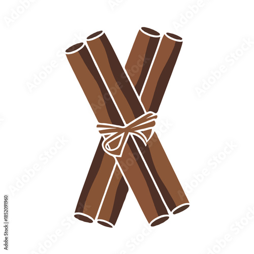 Bundle of cinnamon sticks Vector on white background