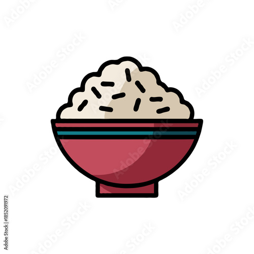 Bowl of rice Vector on white background