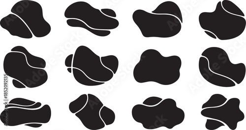 Black abstract liquid shapes set