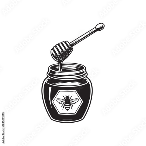 Honey jar with dipper glyph icon