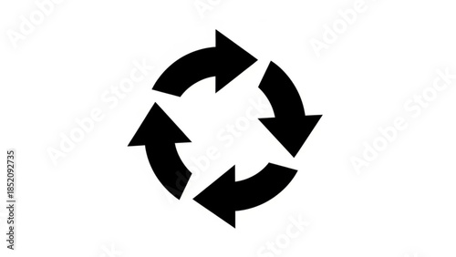 Circular recycling symbol with black arrows