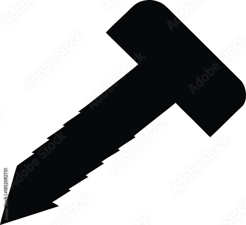 Screw silhouette isolated, Screw head and thread type icon silhouette vector illustration