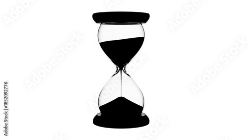 Black hourglass with sand flowing