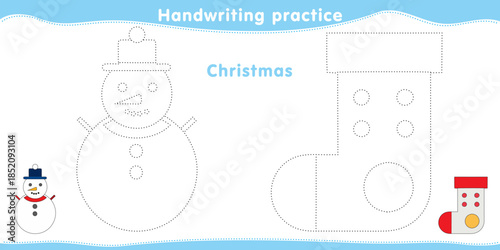 Activity book - Snowflake - Christmas - SnowMan - Gift -Candle - SnowHat - Handwriting practice