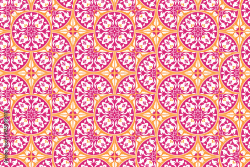 Seamless ceramic tile with colorful patchwork. Vintage multicolor pattern in turkish style. Endless pattern can be used for ceramic tile, wallpaper, linoleum, textile, web page background.