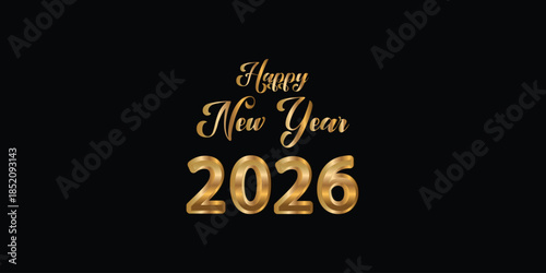 Vector 2026 happy new year golden letters and numbers t-shirt design fully editable high quality