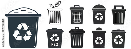 Recycling & Trash Bin Icons – Waste Management Vectors