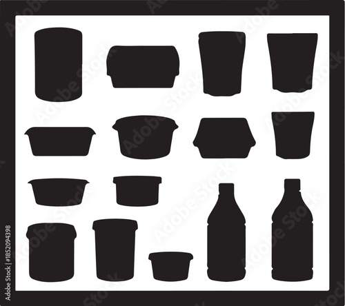 Wallpaper Mural Food and drink container silhouettes set Torontodigital.ca