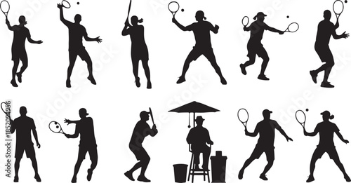 Tennis player silhouettes set for sports design