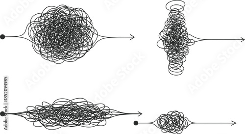 Abstract visualization of chaotic lines transforming into organized paths symbolizing complex problem-solving and clarity