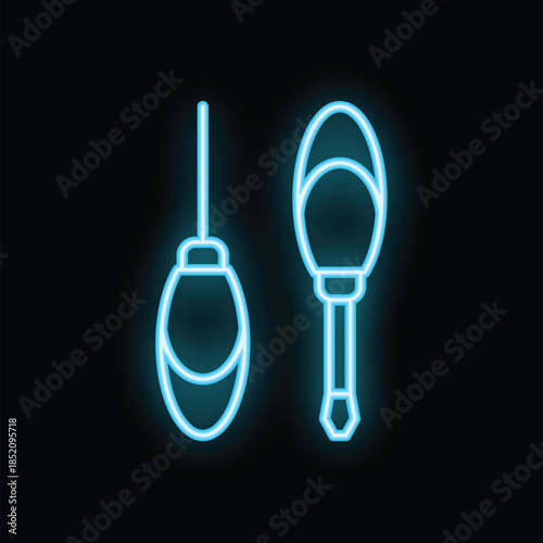 Glowing neon line maracas icon isolated on a black background vector illustration