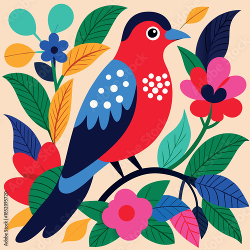 A vibrant-and-detailed-illustration-of-a-bird 