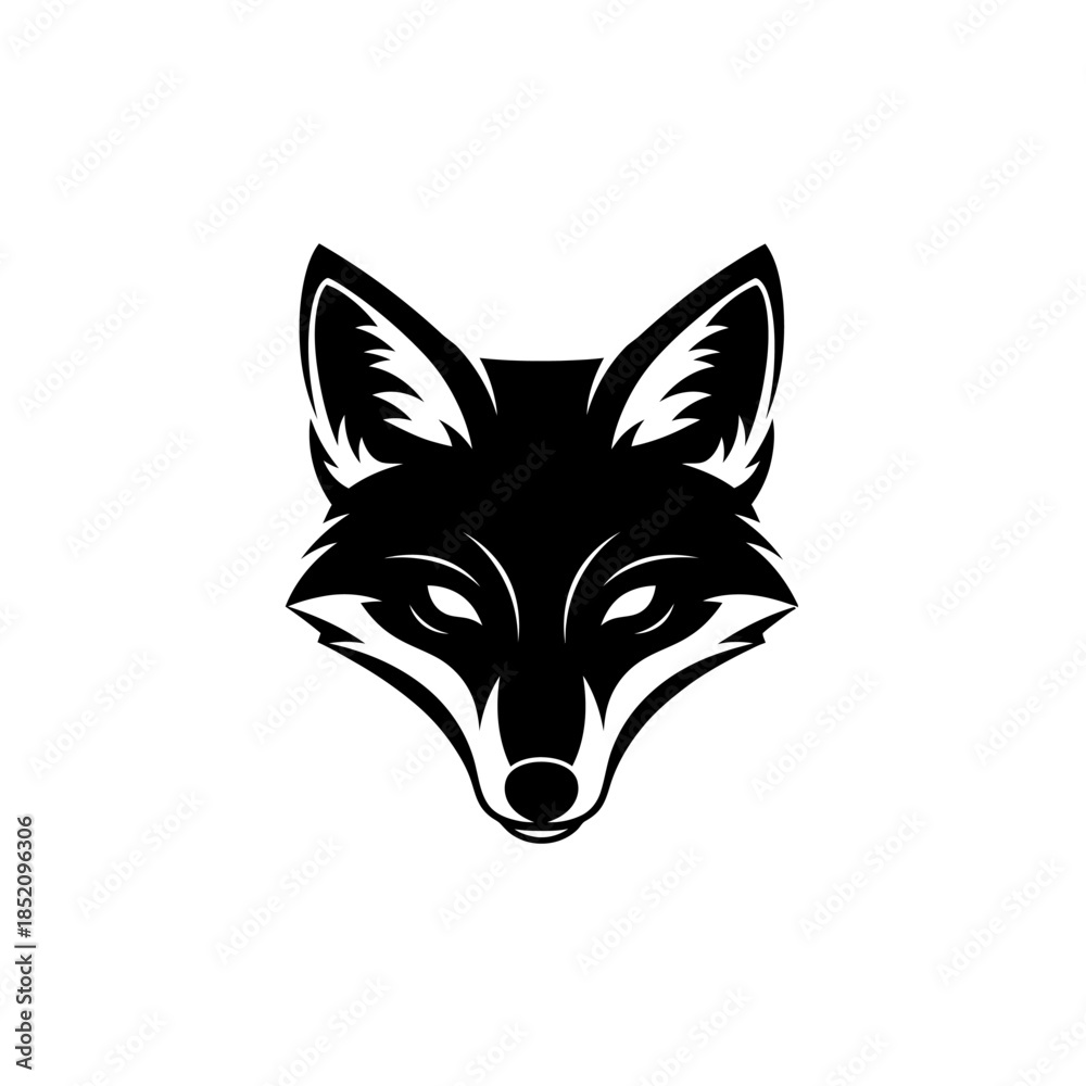 Obraz premium Black and White Wolf Head Illustration.