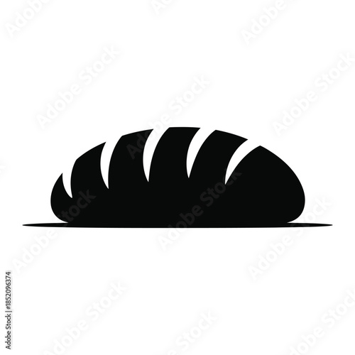 Loaf of bread black and white icon, baked goods silhouette, bakery product vector illustration, fresh food graphic design element, simple carbohydrate
