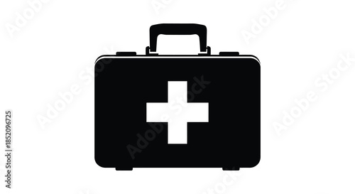 A black medical case with a white cross symbol a distinct stylistic silhouette