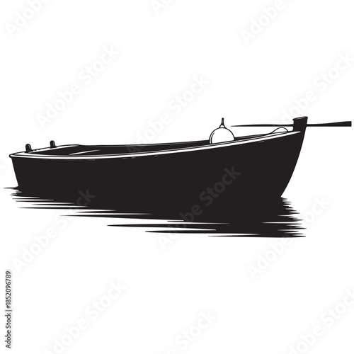 A small wooden fishing boat drifts on the calm blue water of the sea under a summer sky, creating a peaceful reflection near the coastal beach.

Would you like me to generate more variations of this d