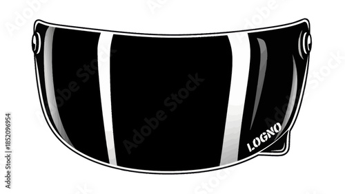 Black Motorcycle Helmet Visor with LOGNO Branding.