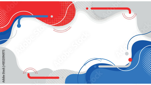 Modern Abstract Background with Red White and Blue Dynamic Fluid Shapes
