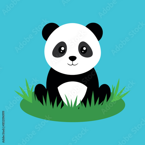 Baby-panda-sitting-in-a-bed-of-grass  cynic background