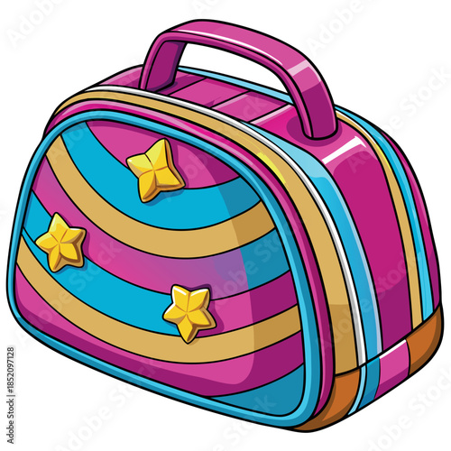 A vector-art-in-stylish-travel-toiletry-bag. 