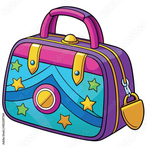 A vector-art-in-stylish-travel-toiletry-bag. 