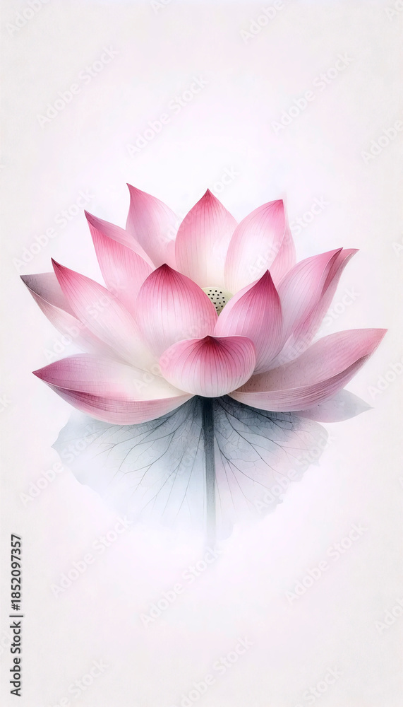 Obraz premium A pink lotus watercolor photographic print, Ai generated image