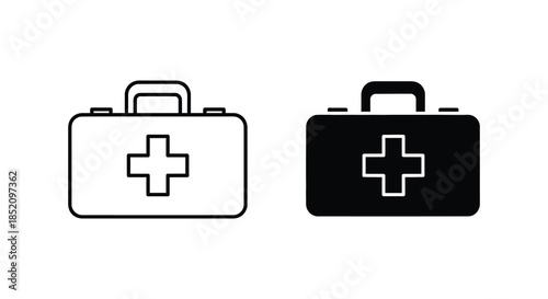Two medical cases depicted with contrasting colors one white and one dark silhouette