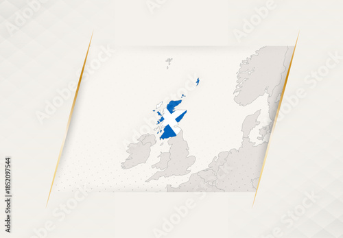 Scotland Country Map Featuring National Flag Colors.