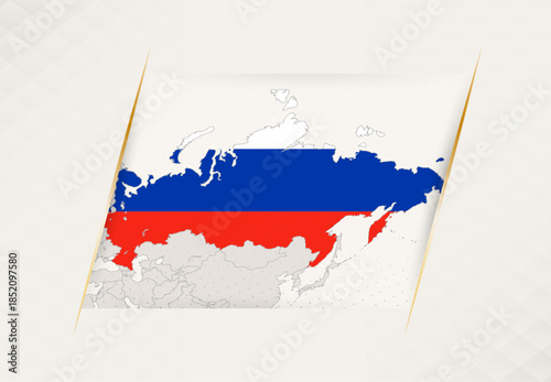 Russia Country Map Featuring National Flag Colors.