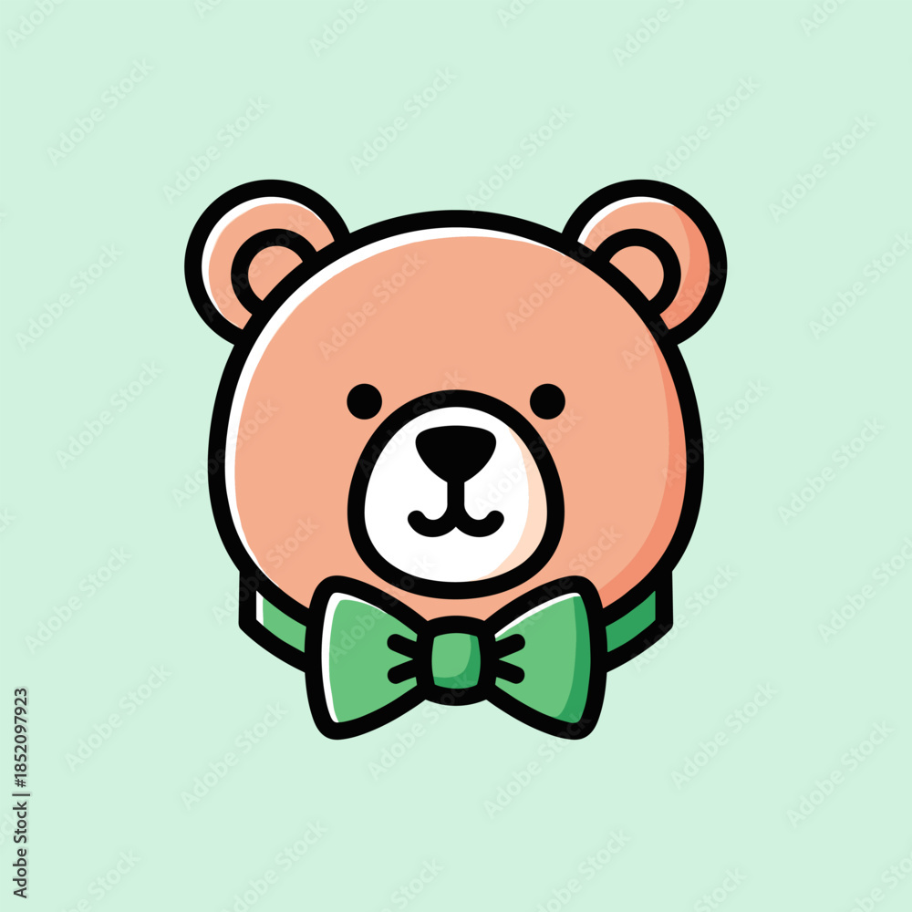Fototapeta premium Charming Bear Head Illustration with Bow Tie for Childrens Designs.